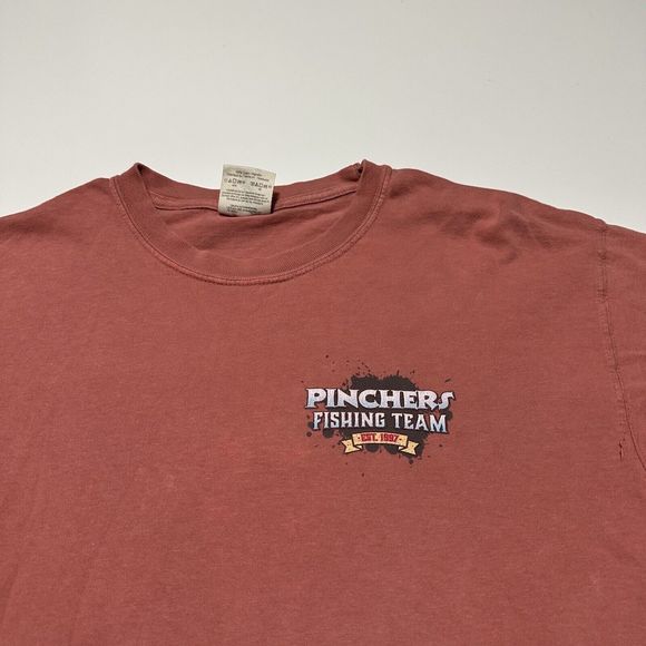 Comfort Colors T-SHIRT TEE Men's Medium Y2K Red Original Pinchers Fishing Team - Picture 5 of 8